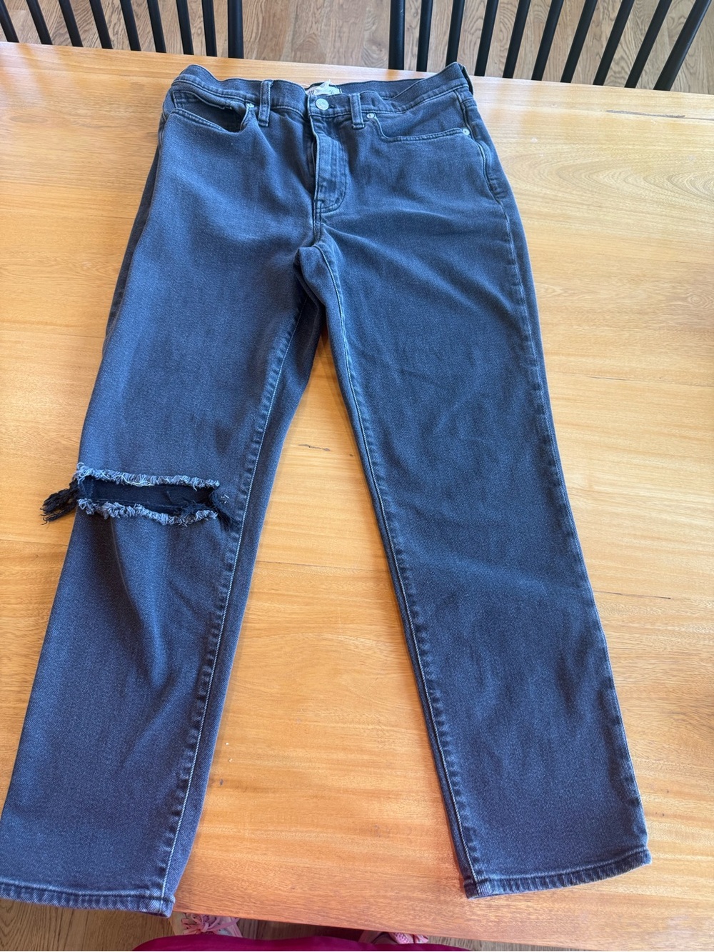 Madewell Black Cropped Ripped Hem Jeans